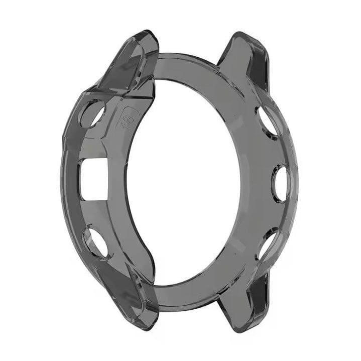 Translucent gray protective case for Garmin Enduro watch, designed by That Watch Shop, offers durable coverage and style.