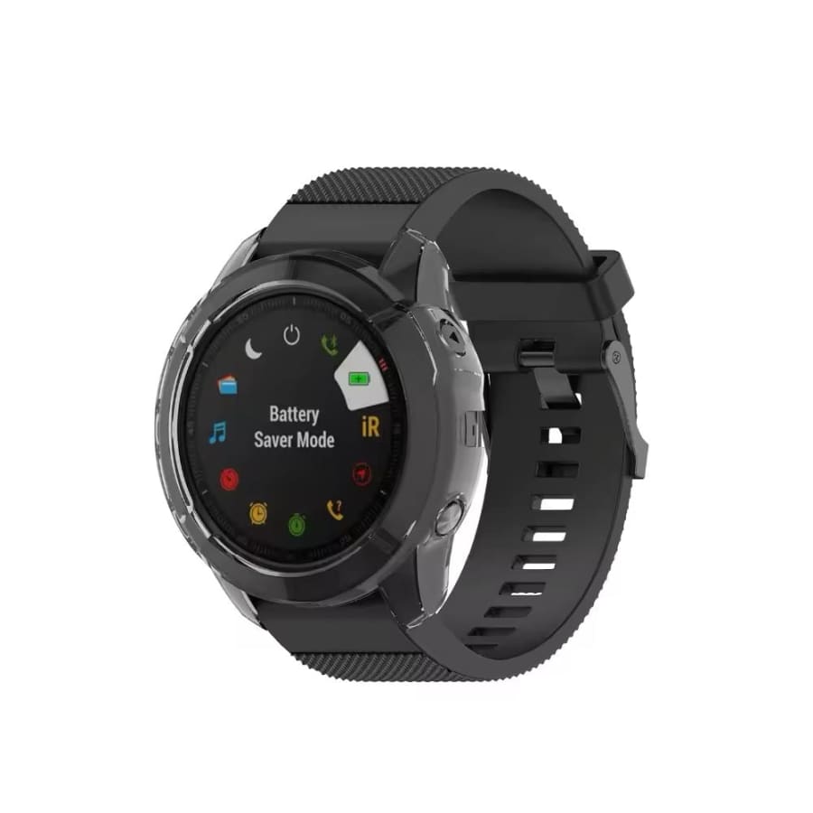 Black protective case for Garmin Fenix 6X Pro smartwatch, designed to safeguard the digital watch from scratches and impacts.