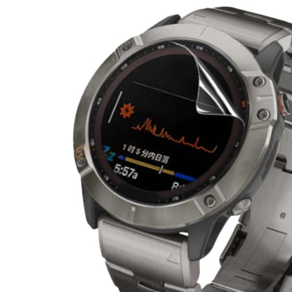 Hydrogel screen protectors for Garmin fenix 6X/6X Pro series watch, pack of 6, designed to shield the watch face from scratches.