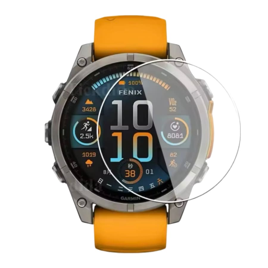 Garmin fenix 8 51mm series smartwatch screen protector, clear protective film for watch display.