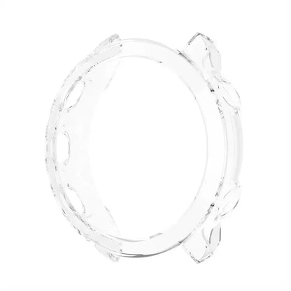 Clear protective case for Garmin Forerunner 158 watch by Habicare, shown fitted around the watch for secure protection.