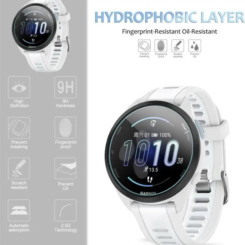 Pack of five Habicare Garmin Forerunner 165 screen protectors for watch display protection.