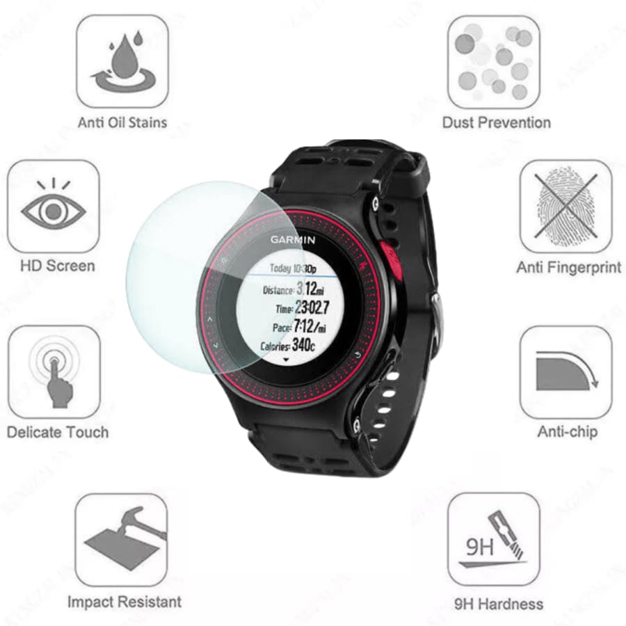 Garmin Forerunner 220 Series watch screen protector, clear protective film on digital sports watch for screen protection.