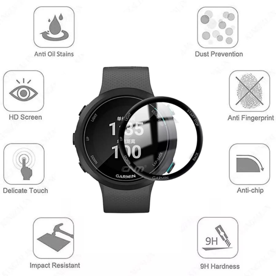 Garmin Forerunner 245 Series watch screen protector, clear and durable, fitting the smartwatch display for protection.