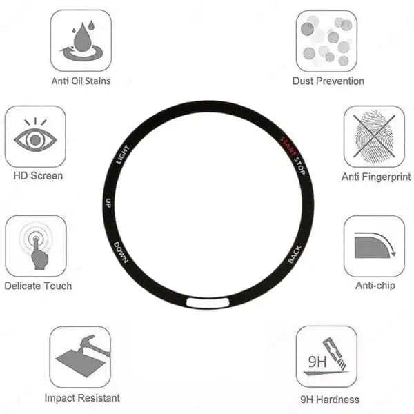 Pack of five Habicare Garmin Forerunner 255 watch screen protectors showing clear, protective film on watch face.