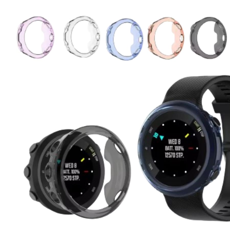 Black protective case for Garmin Forerunner 45 (42mm) smartwatch, made by That Watch Shop, designed to shield the device.