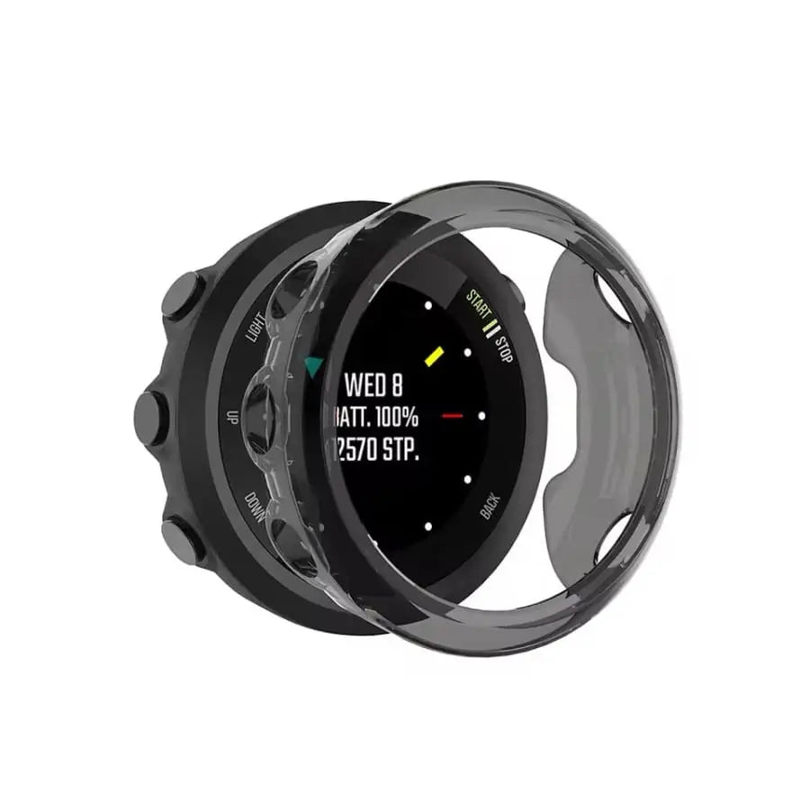 Black Habicare protective case for Garmin Forerunner 45S watch, providing durable coverage and protection.