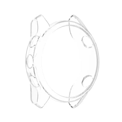 Clear protective case for Garmin Forerunner 745 watch, made by Habicare, shown fitted on the smartwatch.