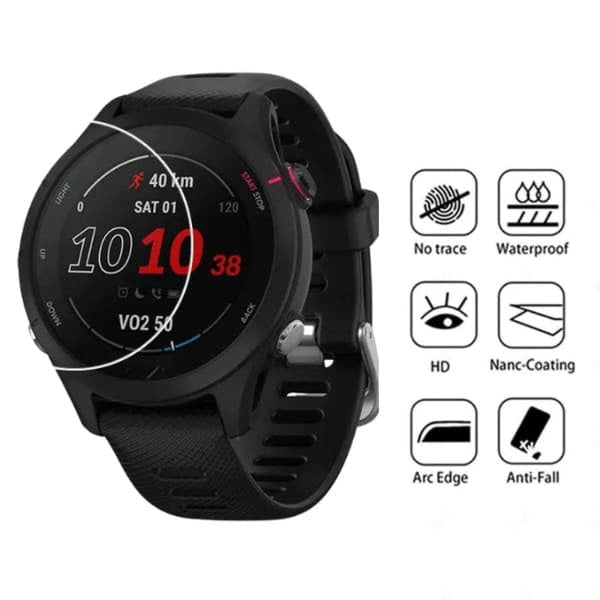 Pack of two clear Garmin Forerunner 955 screen protectors, compatible smartwatch accessories for durable, scratch-resistant protection.
