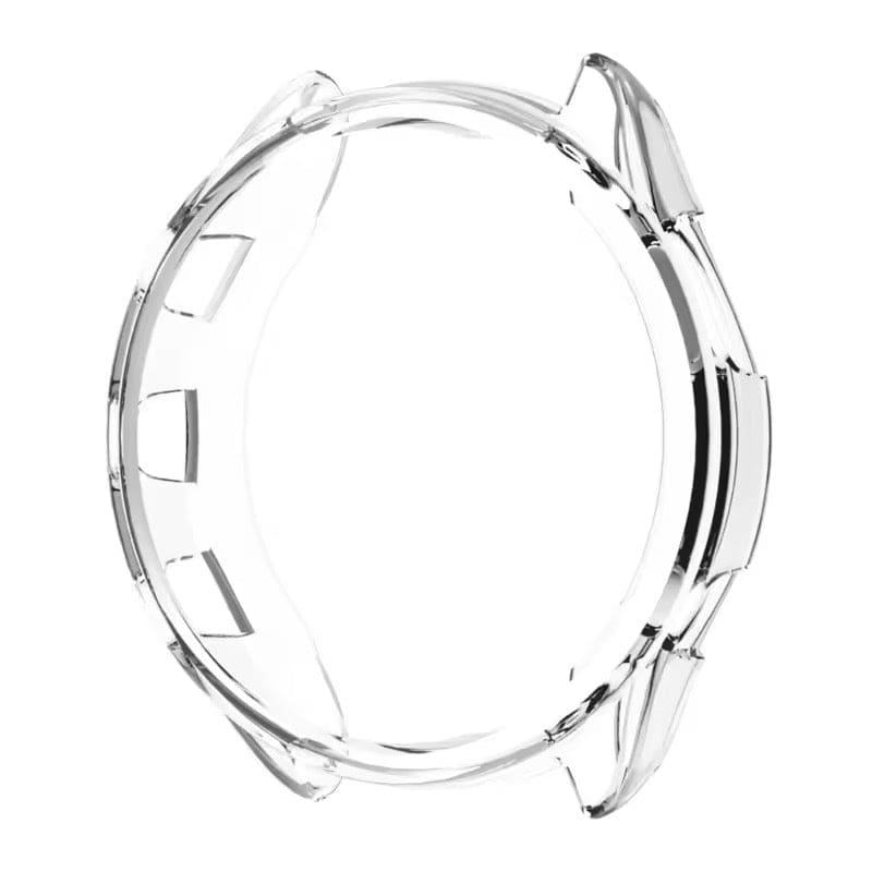 Transparent protective case for Garmin Forerunner 965 smartwatch, showcasing clear, durable cover on the watch face.