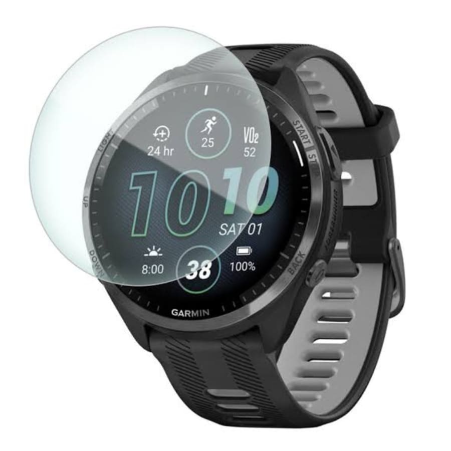 Clear screen protector for Garmin Forerunner 965 smartwatch, providing durable, protective coverage for the watch display.