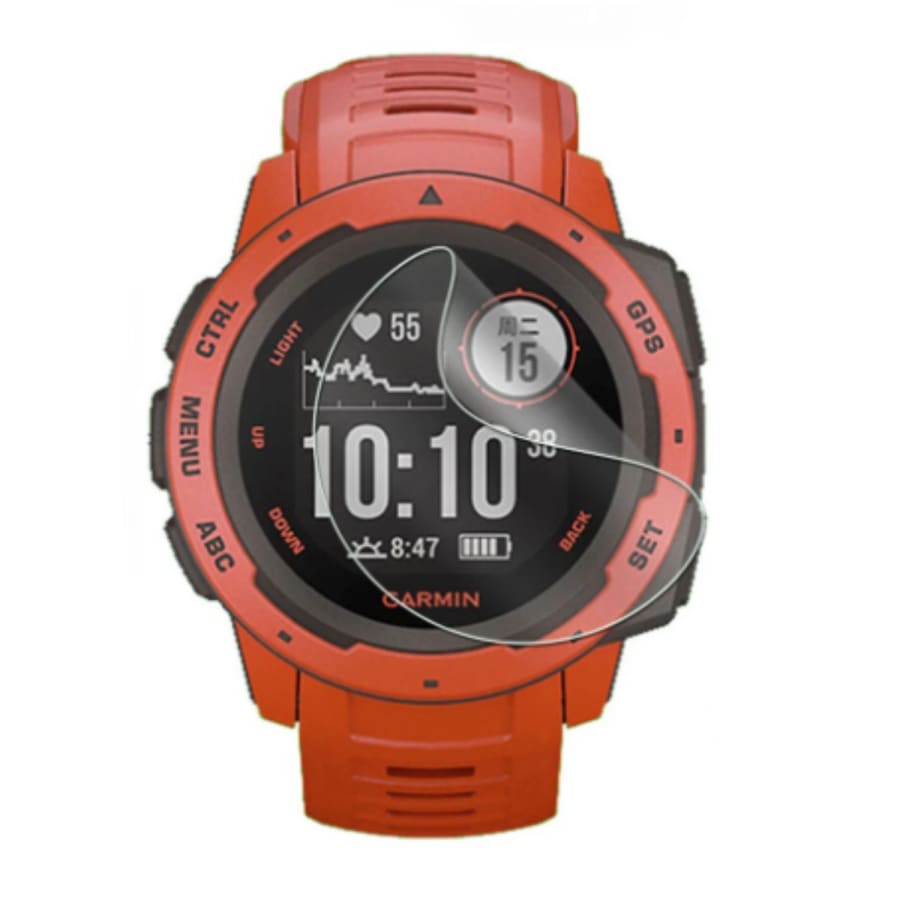 Hydrogel screen protectors for Garmin Instinct 2 series watches, pack of 6, showing transparent protectors on watch screens.