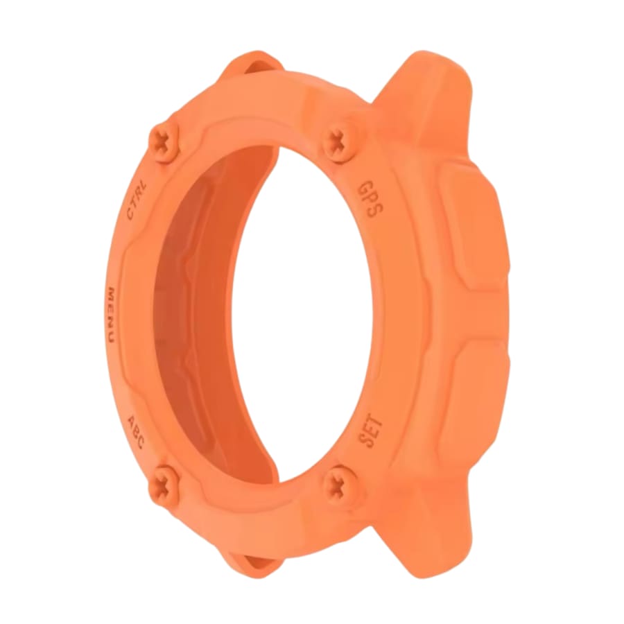 Orange protective case for Garmin Instinct 2X Solar Series watch, durable watch bezel cover with precise fit.
