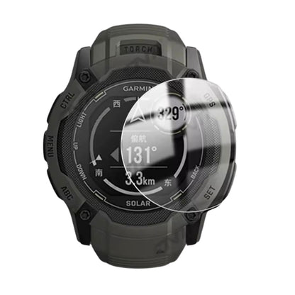 Black Garmin Instinct 2X Solar Series watch screen protector from That Watch Shop, pack of 2, designed for smartwatch screen protection.