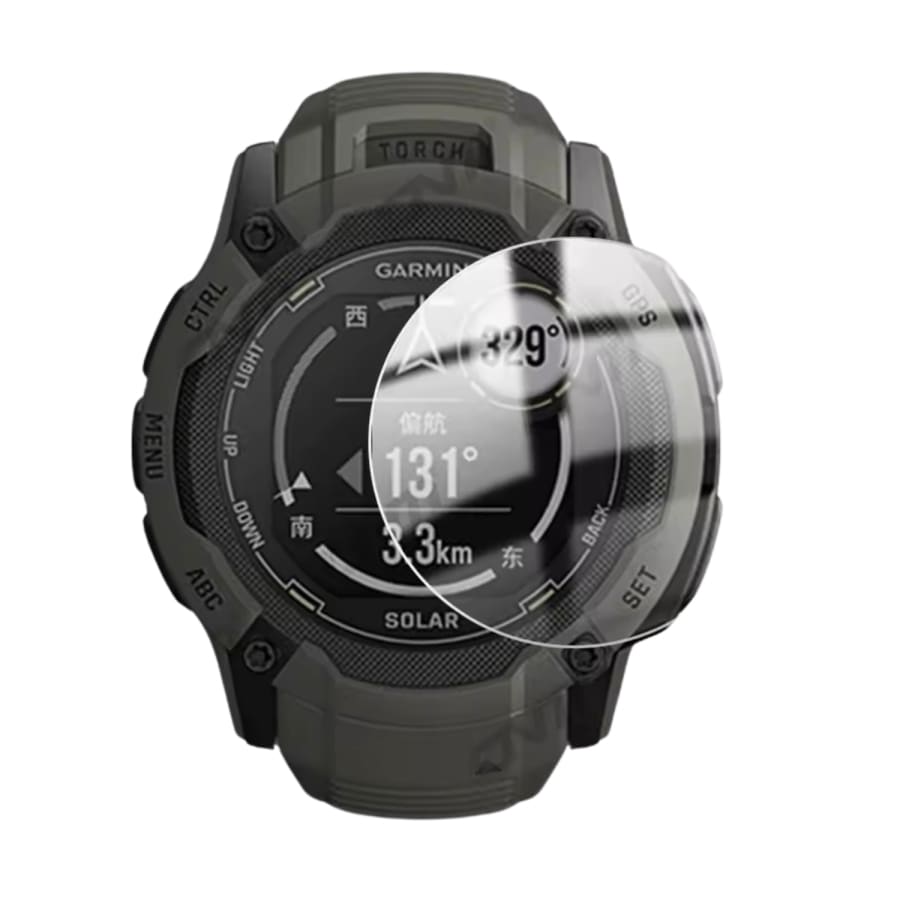 Gray Garmin Instinct 2X Solar Series watch screen protector, durable and protective for smartwatch display.