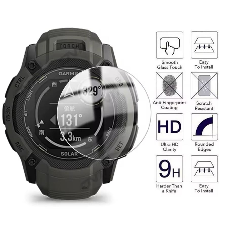 Garmin Instinct 2X Solar Series watch screen protector, clear protective film for smartwatch display.