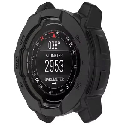 Black Habicare protective case for Garmin Instinct 3 45mm watch, designed to shield and protect the watch from scratches and impacts.