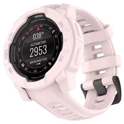 Pink protective case for Garmin Instinct 3 45mm smartwatch, made by That Watch Shop, designed to safeguard outdoor fitness watches.