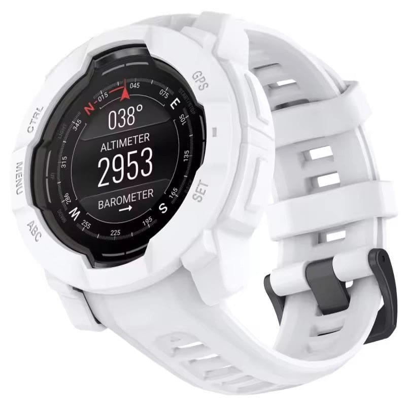 White protective case for Garmin Instinct 3 50mm smartwatch, rugged watch cover offering durable protection.