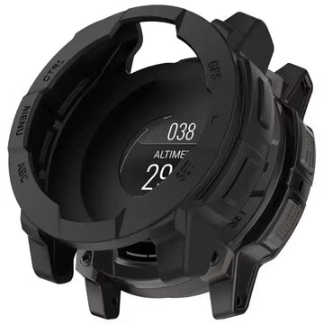 Black Habicare protective case for Garmin Instinct E 40mm watch, providing durable coverage and screen protection.