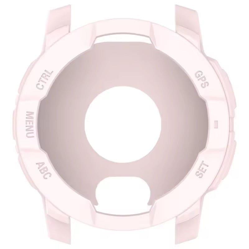 Pink protective watch case for Garmin Instinct E (45mm), made by That Watch Shop, showing the bezel and fit for the smartwatch.