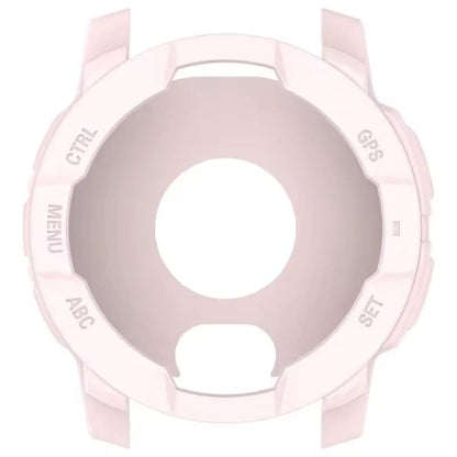 Pink protective watch case for Garmin Instinct E (45mm), made by That Watch Shop, showing the bezel and fit for the smartwatch.