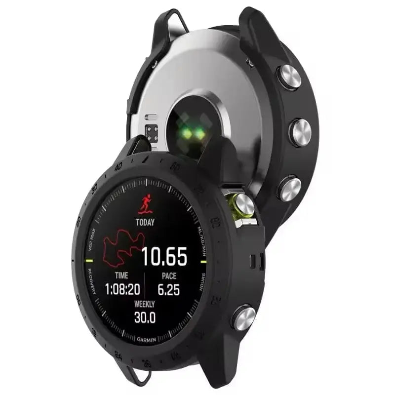 Black Habicare protective case for Garmin MARQ Series watch, offering durable coverage and style.