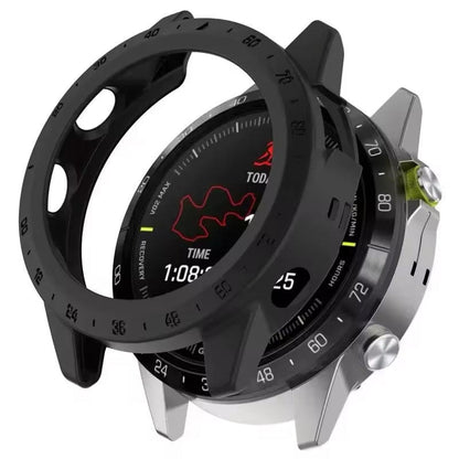 Black protective watch case for Garmin MARQ Series, designed to safeguard the smartwatch bezel and body.