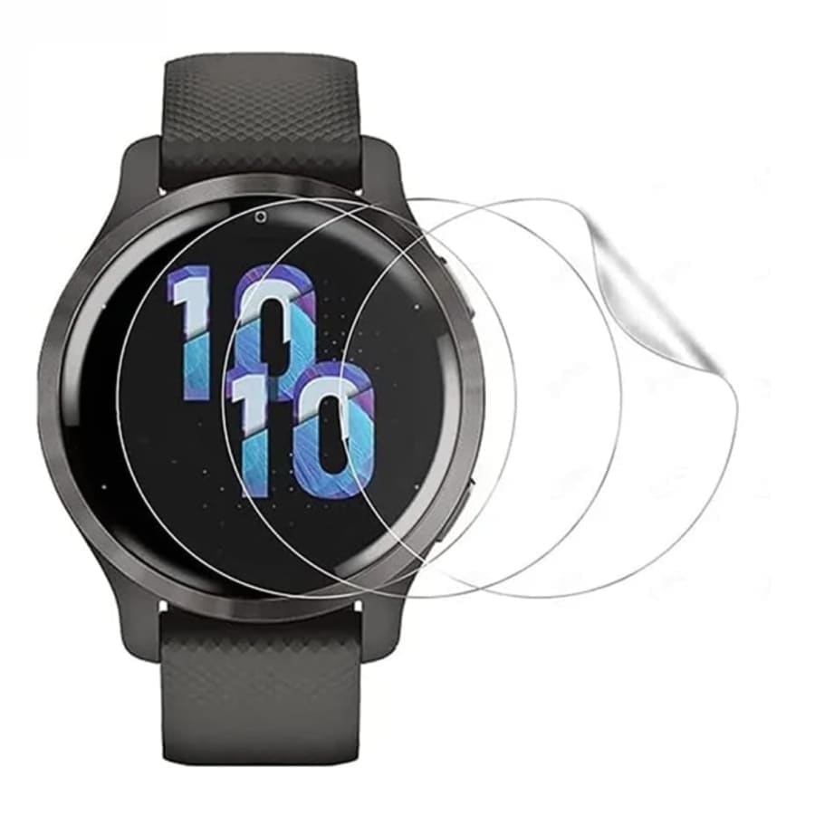 Hydrogel screen protectors for Garmin Venu 2 watch, pack of 6, clear watch case protection with flexible, durable material.
