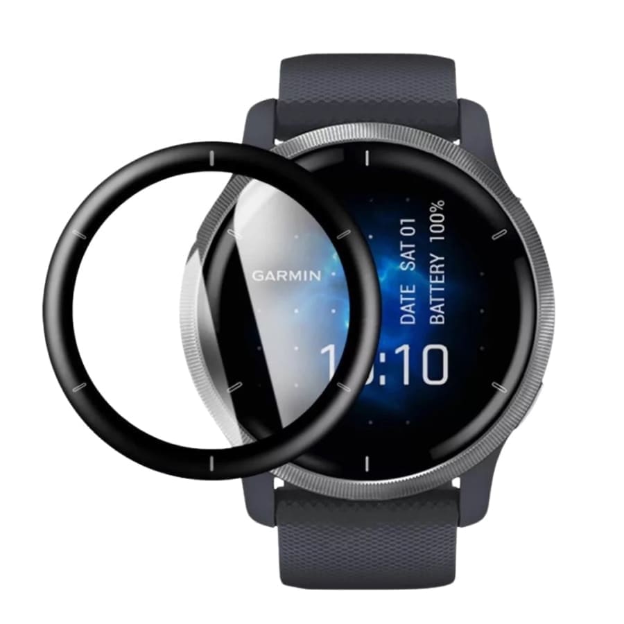 Pack of two Garmin Venu 2 screen protectors by That Watch Shop, clear watch screen protectors for smartwatch display.