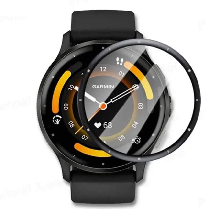 Set of five Habicare screen protectors for Garmin Venu 3 smartwatch, showing clear, durable protective films on the watch face.