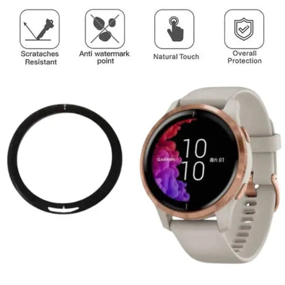 Set of five Habicare Garmin Venu watch screen protectors showing clear, durable film on smartwatch display.