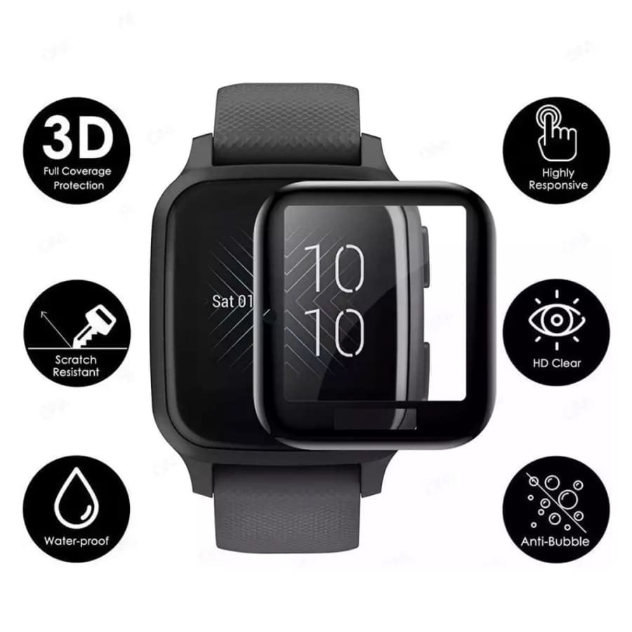 Two Garmin Venu Sq Series screen protectors by That Watch Shop offering scratch and impact protection for smartwatch screens.