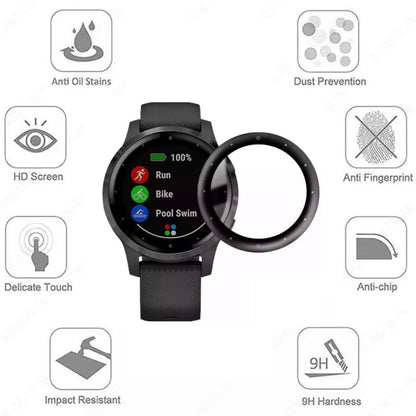 Garmin Vivoactive 4S watch screen protector by That Watch Shop, anti-stains, clear protective film on smartwatch screen.
