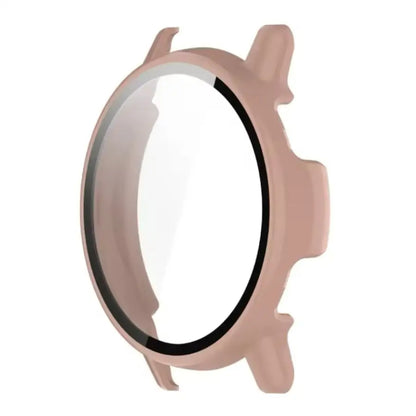 Pink Habicare protective case for Garmin Vivoactive 5 watch, showcasing the snug fit and durable material.