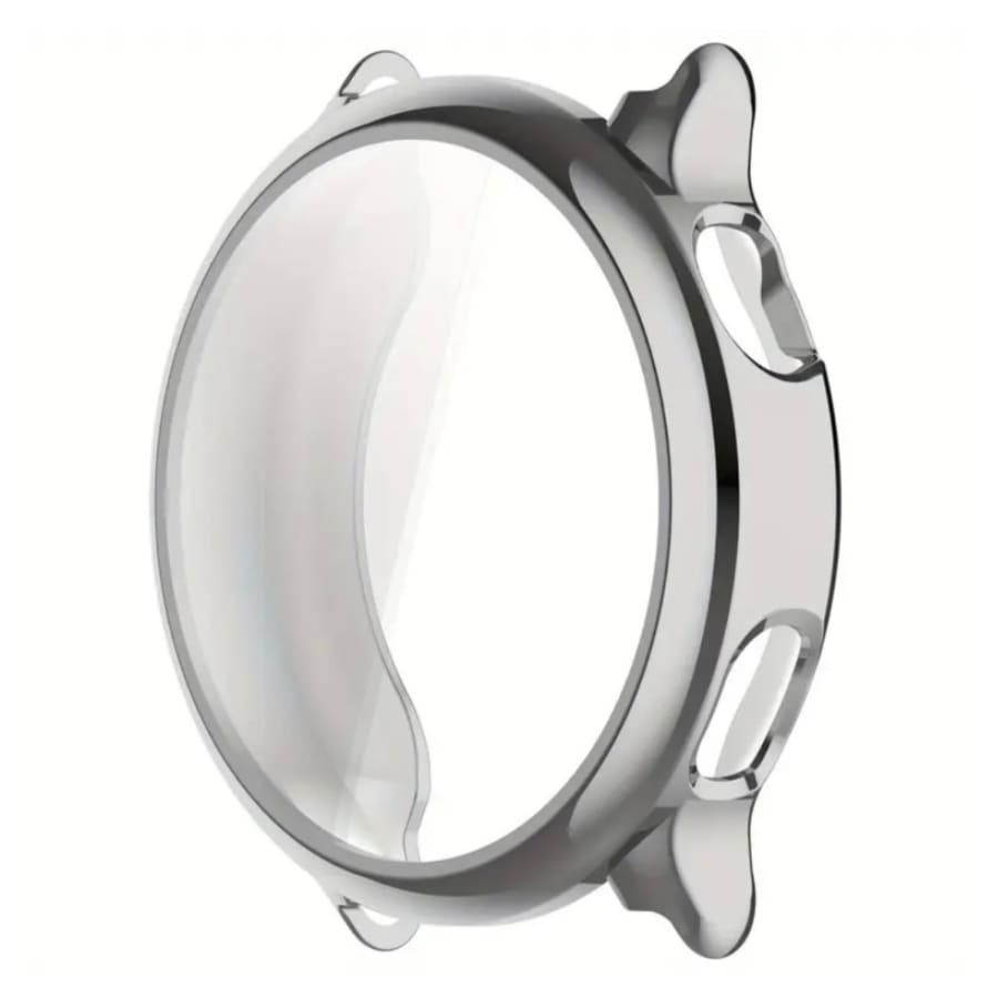 Transparent protective case for Garmin Vivoactive 6 watch, silver color, designed to shield the device from scratches and impacts.