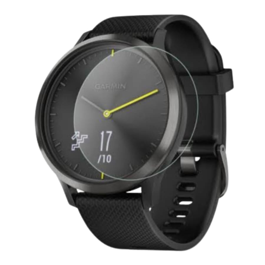 Set of four hydrogel screen protectors for Garmin Vivomove HR smartwatch, designed to protect the watch face from scratches.