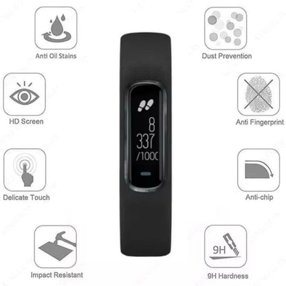 Black Garmin Vivosmart 4 screen protector for watch, designed to shield the fitness tracker display from scratches and damage.