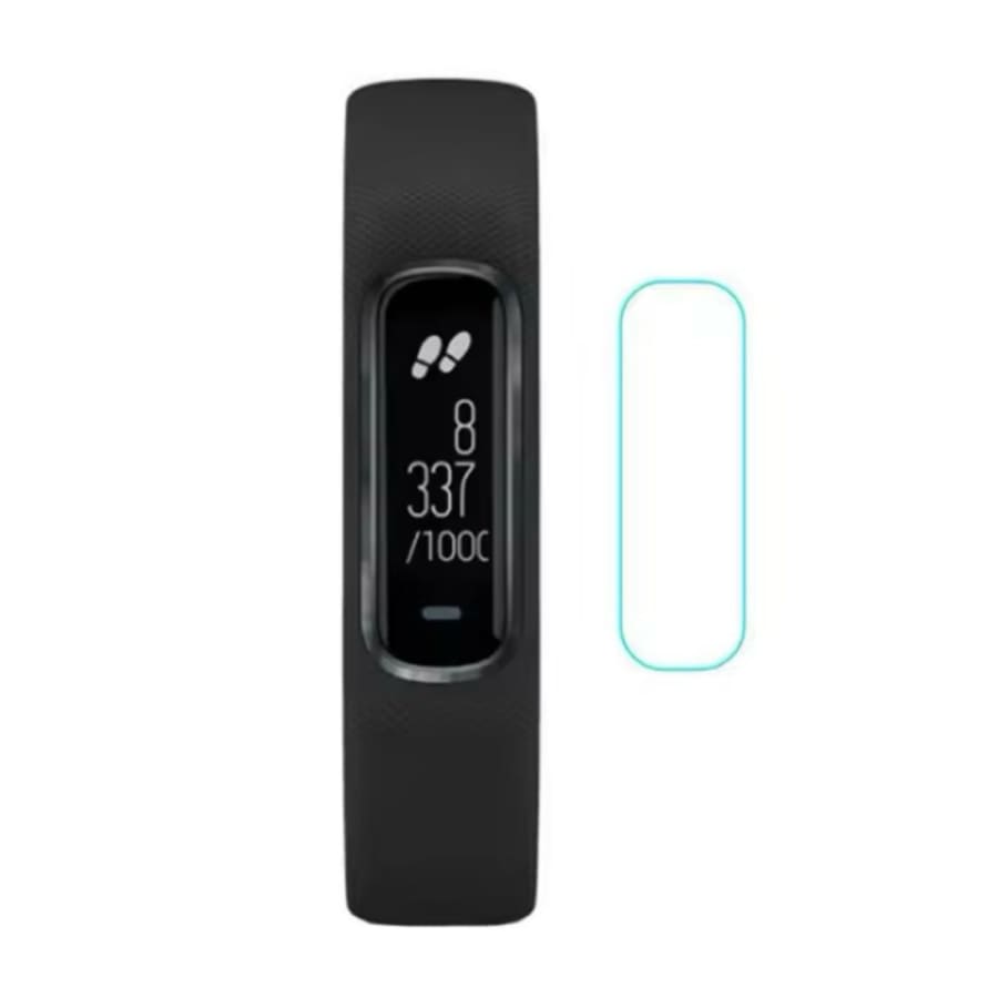 Black Garmin Vivosmart 4 screen protector fitting watch, designed to protect the fitness tracker display.