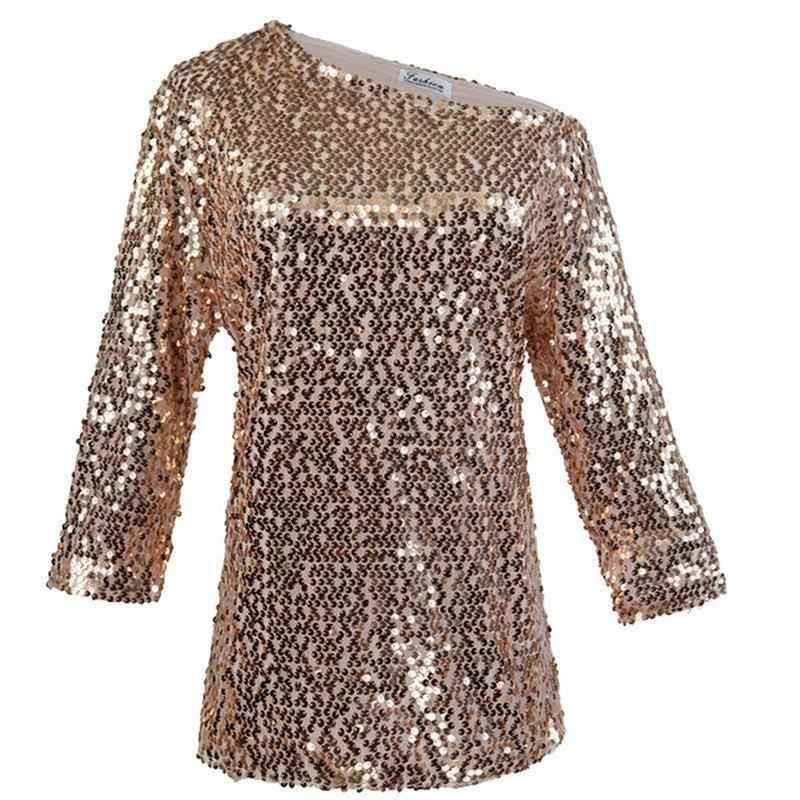 Glam Sequin Shoulder Top