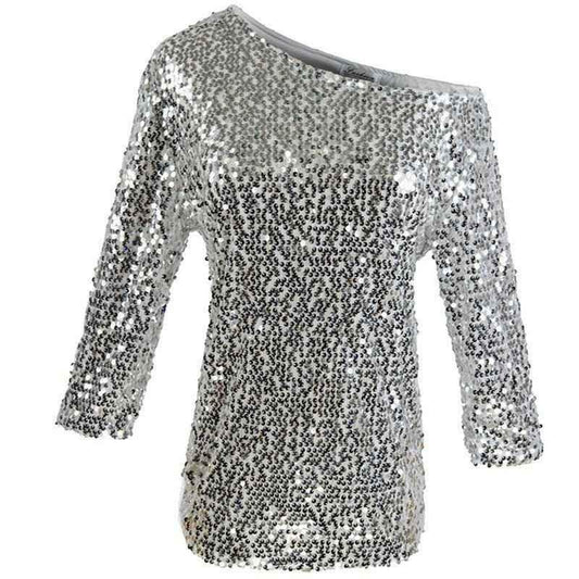 Glam Sequin Shoulder Top