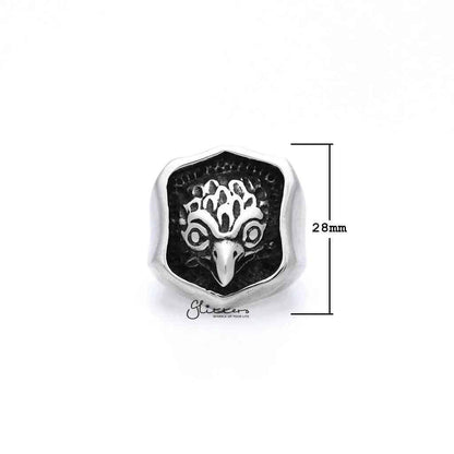 Stainless steel Eagle Casting men's ring by Glitters featuring detailed eagle design and polished finish.