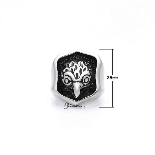 Stainless steel Eagle Casting men's ring by Glitters featuring detailed eagle design and polished finish.