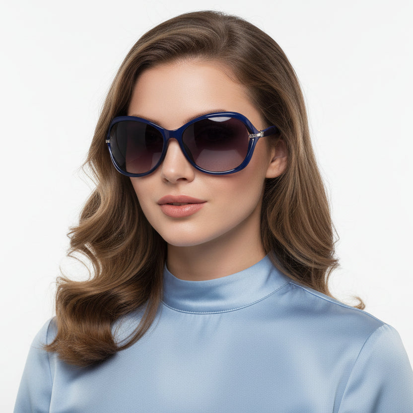 Polarized Lens Rhinestone Deco Sunglasses - BLUE dealonline.co.nz