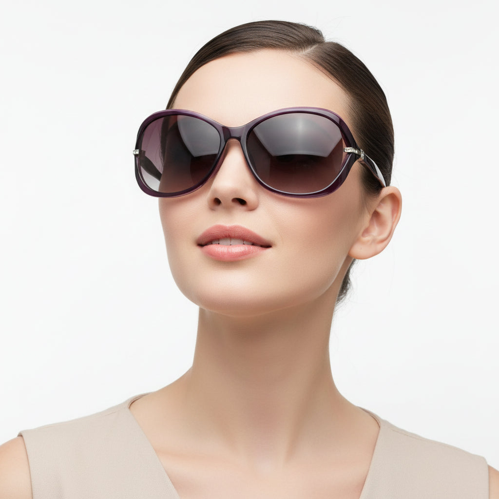 Polarized Lens Rhinestone Deco Sunglasses - PURPLE dealonline.co.nz