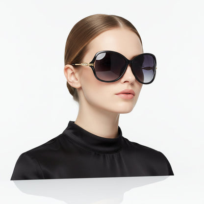 Polarized Lens Rhinestone Deco Sunglasses - BLACK dealonline.co.nz