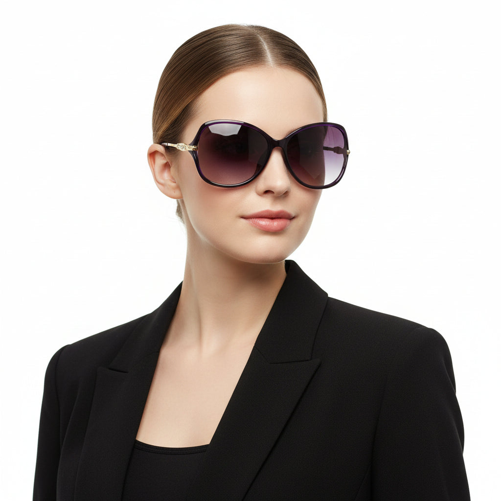 Polarized Lens Rhinestone Deco Sunglasses - PURPLE dealonline.co.nz