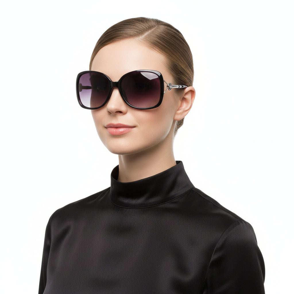 Polarized Lens Flower Deco Sunglasses - PURPLE dealonline.co.nz