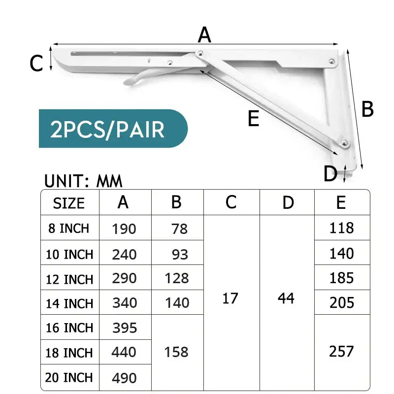 Heavy Duty Folding Shelf Brackets for RV / Caravan Tables (2PCS) Habicare