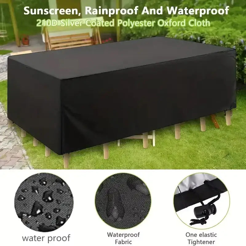 Heavy-Duty Waterproof Patio Furniture Cover – Square Design (Black) Habicare